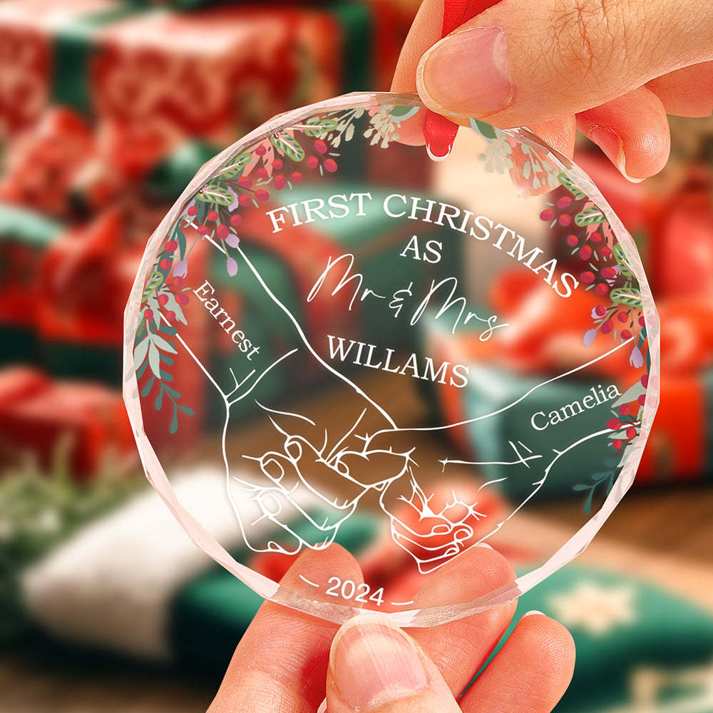 Personalized Holding Hands Ornament First Christmas Ornament Gift for Couple - yourphotoblanketuk