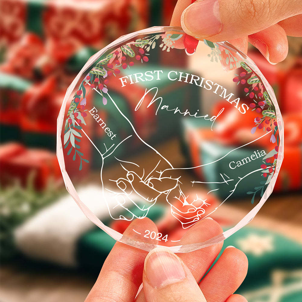 Personalized Holding Hands Ornament First Christmas Ornament Gift for Couple - yourphotoblanketuk
