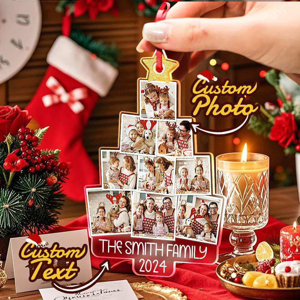 Personalized Photo Christmas Tree Ornament Custom Ornament Christmas Gift for Family - yourphotoblanketuk