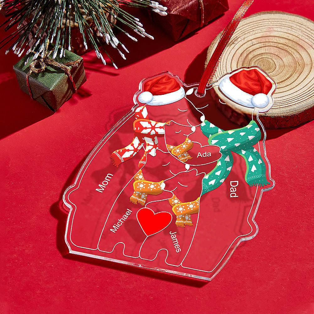 Personalized Names Christmas Bear Family Acrylic Ornament Custom Christmas Keepsake Ornament Christmas Gift Decor - Yourphotoblanket