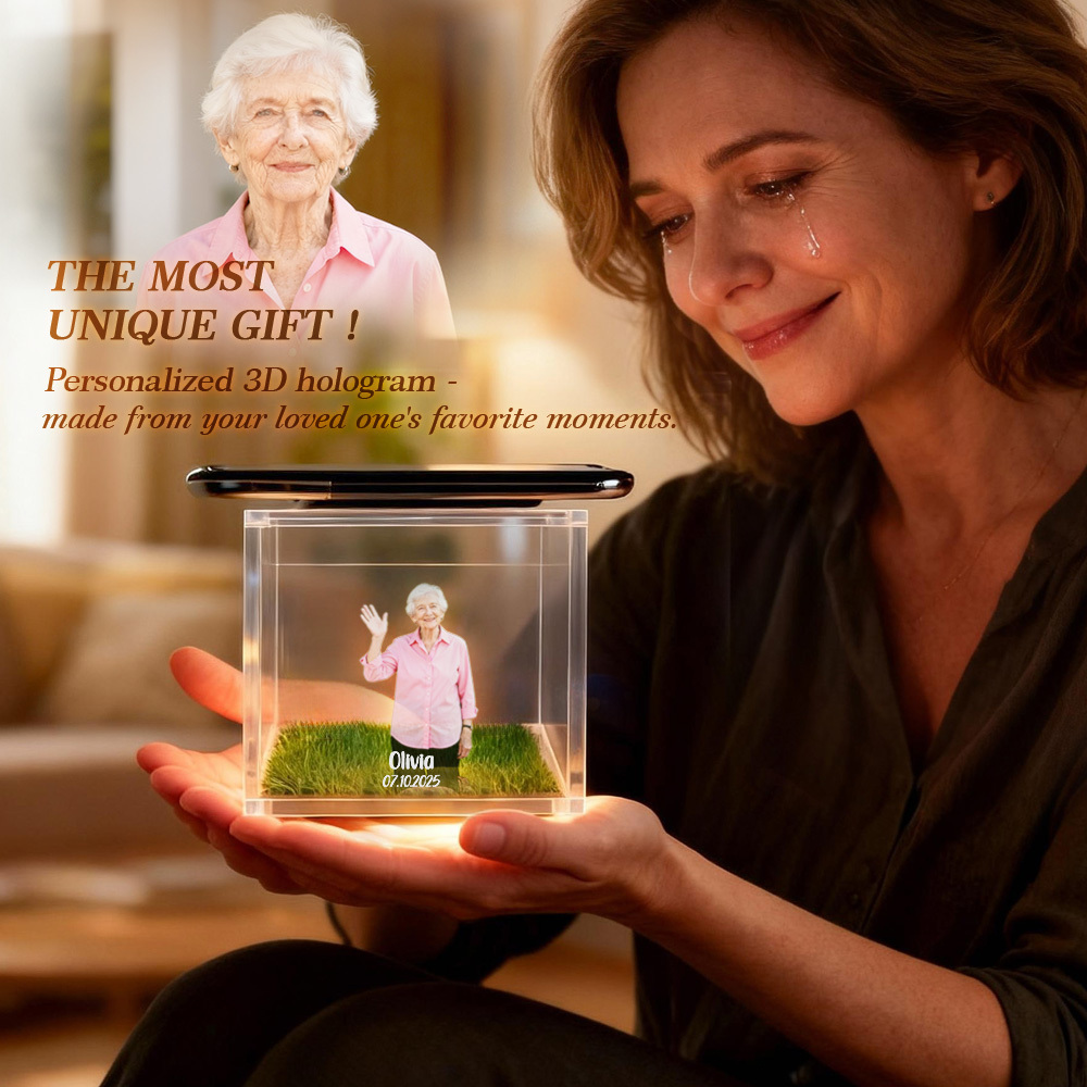 3D Holographic House Custom Photo Memorial Display Crystal-Clear Holographic Image - yourphotoblanketuk