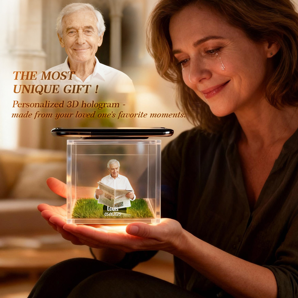 3D Holographic House Custom Photo Memorial Display Crystal-Clear Holographic Image - yourphotoblanketuk