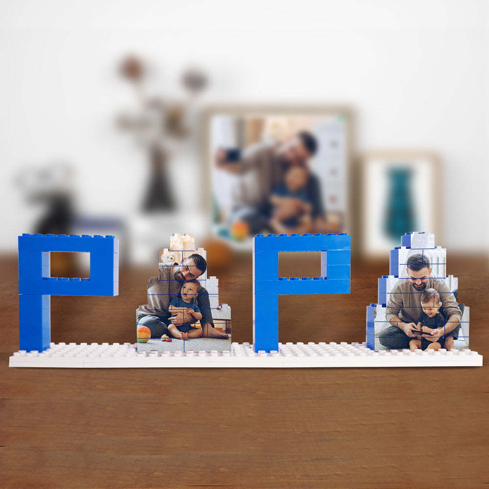 Personalized Papa Photo Building Brick Puzzles Photo Block Father's Day Gifts - yourphotoblanketuk