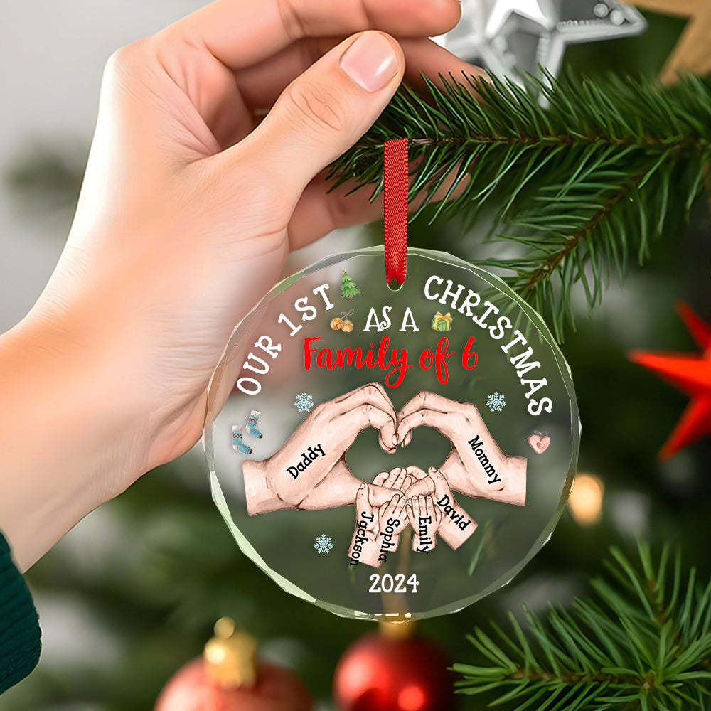 Personalized Baby's First Christmas As A Family Ornament with Name Glass Christmas Ornament - yourphotoblanketuk