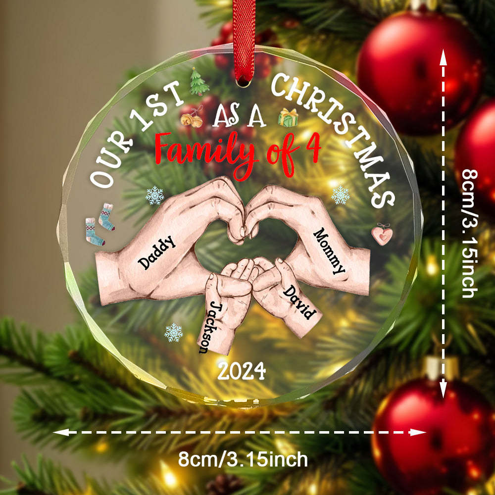 Personalized Baby's First Christmas As A Family Ornament with Name Glass Christmas Ornament - yourphotoblanketuk