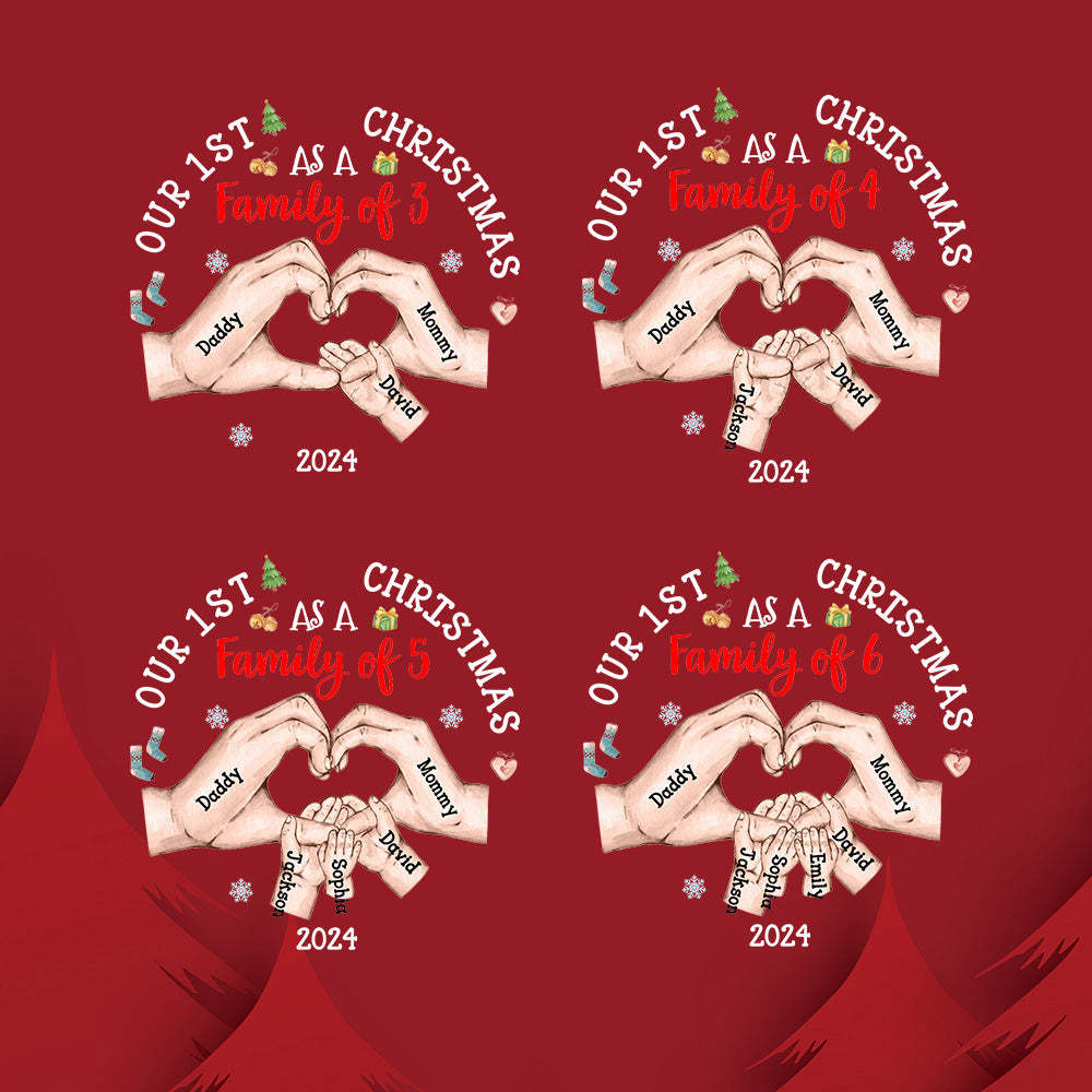 Personalized Baby's First Christmas As A Family Ornament with Name Glass Christmas Ornament - yourphotoblanketuk