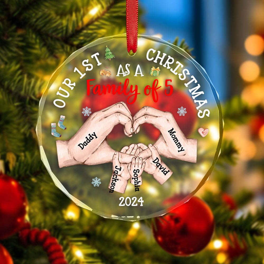 Personalized Baby's First Christmas As A Family Ornament with Name Glass Christmas Ornament - yourphotoblanketuk
