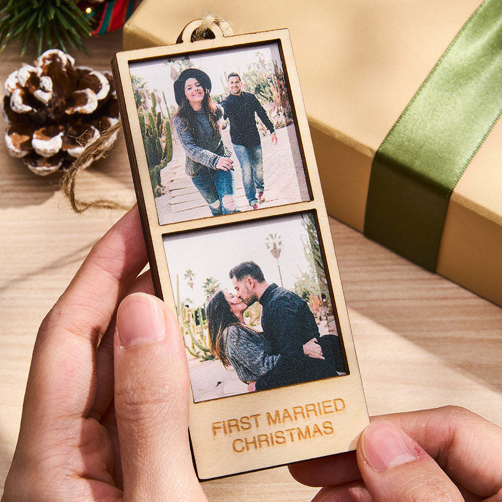 Personalized Photo Christmas Ornament Wooden Frame Ornament for Christmas Gifts - yourphotoblanketuk