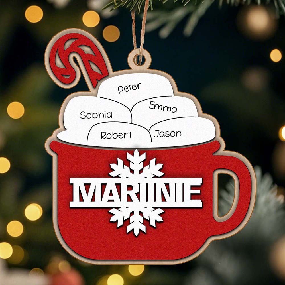 Personalized Family Hot Cocoa Ornament with Name Christmas Ornament for Family Gift - yourphotoblanketuk