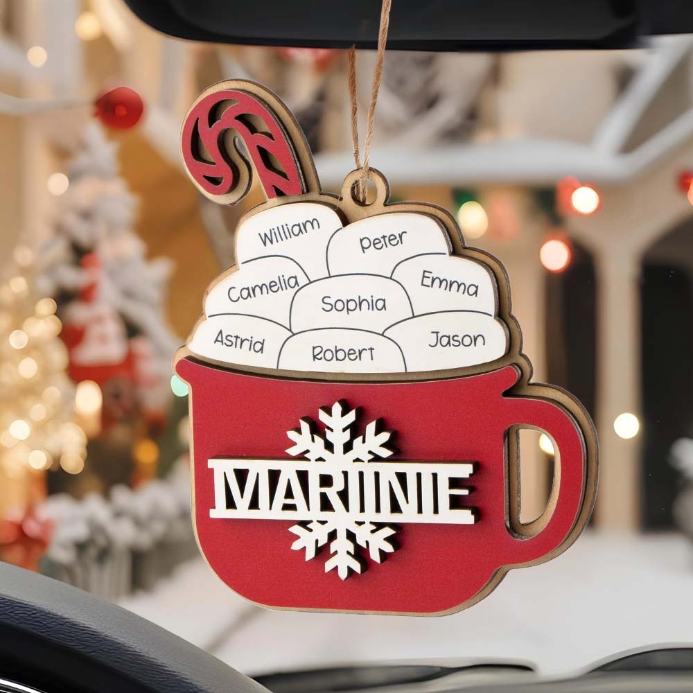 Personalized Family Hot Cocoa Ornament with Name Christmas Ornament for Family Gift - yourphotoblanketuk