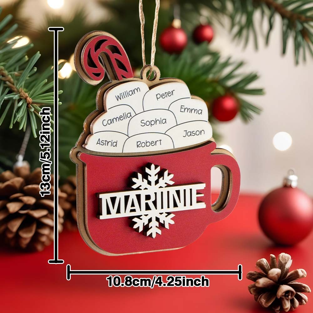 Personalized Family Hot Cocoa Ornament with Name Christmas Ornament for Family Gift - yourphotoblanketuk