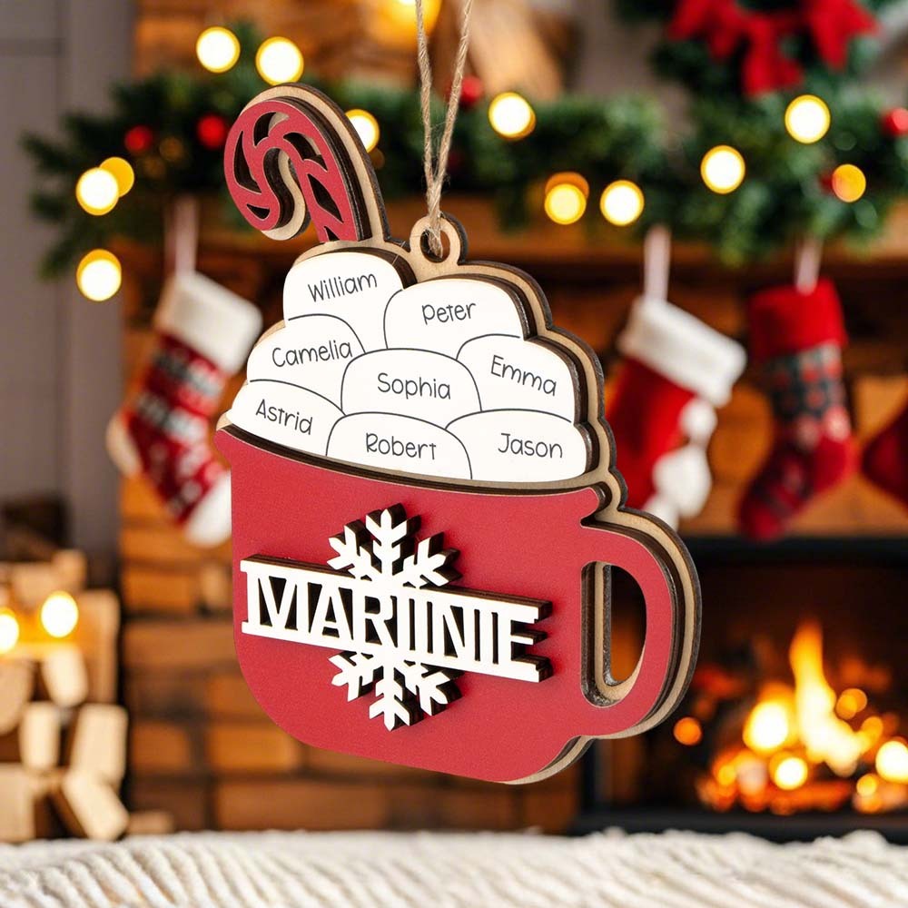 Personalized Family Hot Cocoa Ornament with Name Christmas Ornament for Family Gift - yourphotoblanketuk