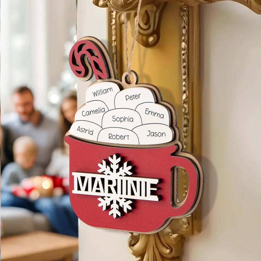 Personalized Family Hot Cocoa Ornament with Name Christmas Ornament for Family Gift - yourphotoblanketuk