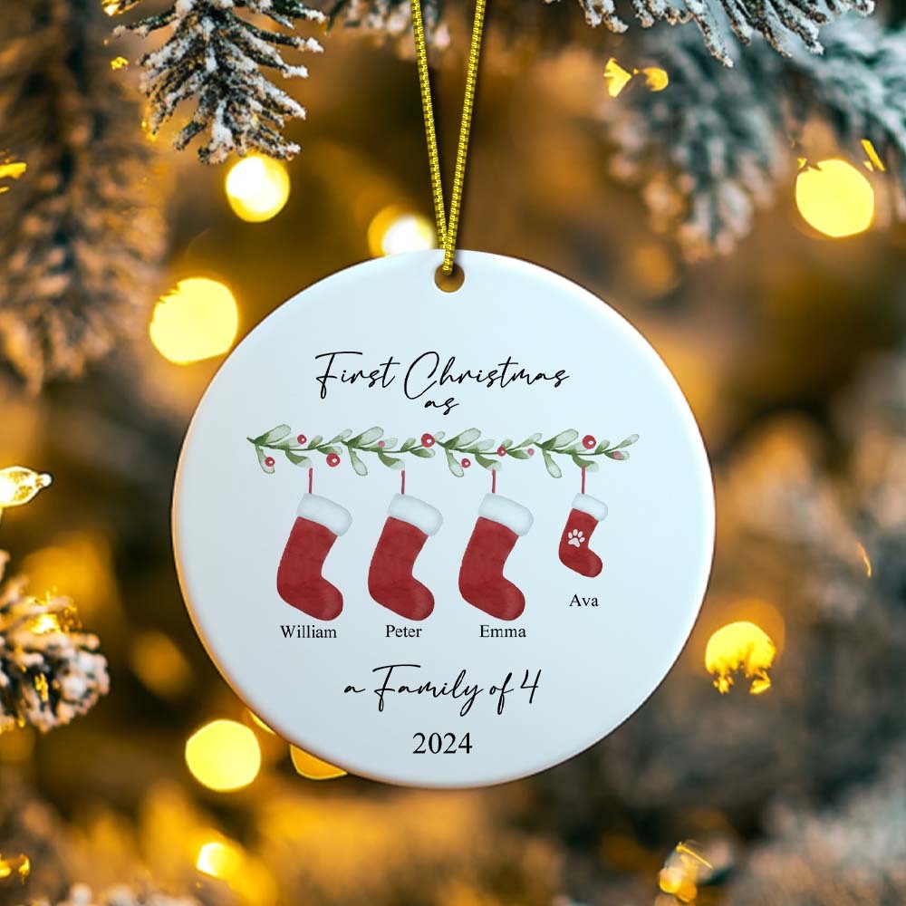 Personalised First Christmas as a Family Ornament with Family Name First Christmas Ornament - yourphotoblanketuk