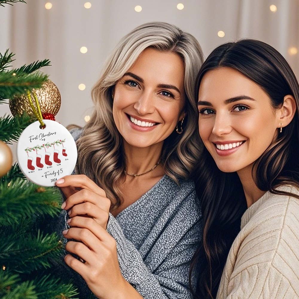 Personalised First Christmas as a Family Ornament with Family Name First Christmas Ornament - yourphotoblanketuk