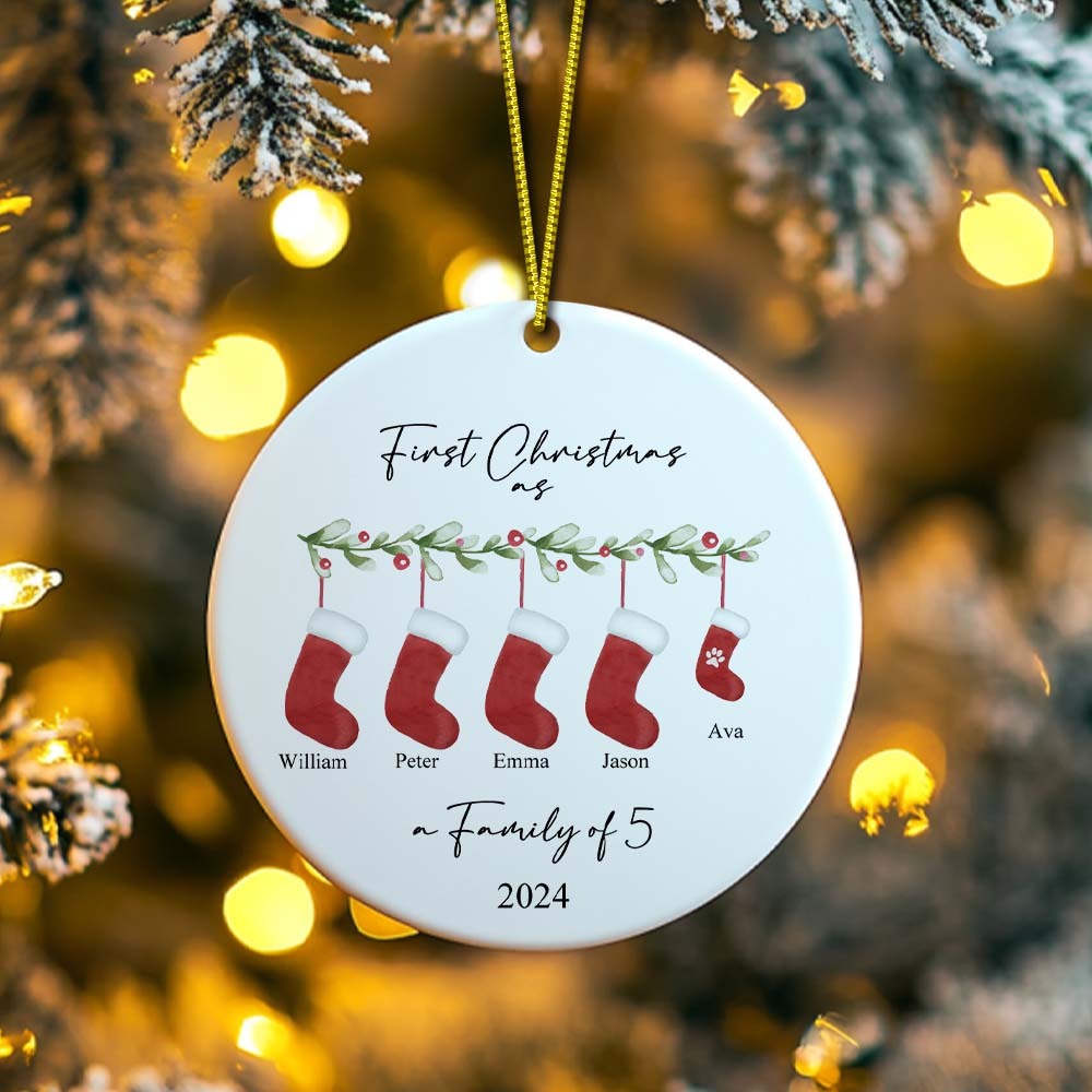 Personalised First Christmas as a Family Ornament with Family Name First Christmas Ornament - yourphotoblanketuk