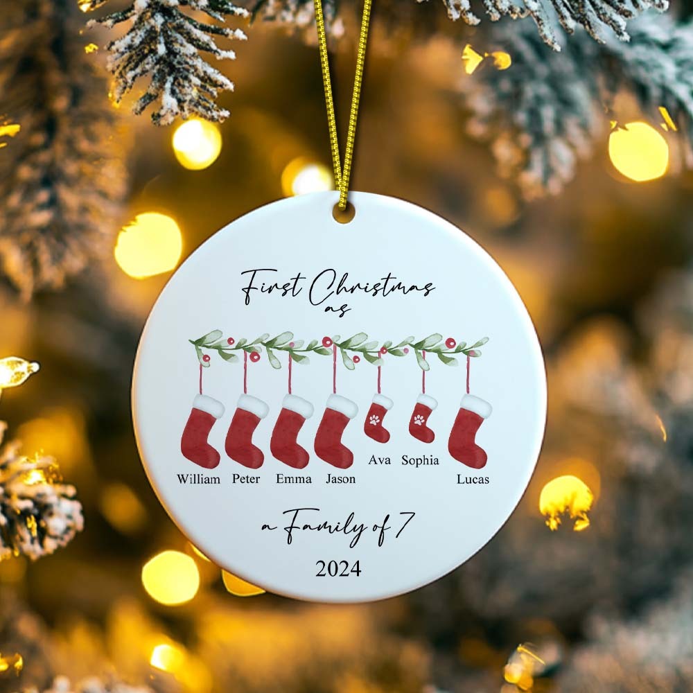 Personalised First Christmas as a Family Ornament with Family Name First Christmas Ornament - yourphotoblanketuk