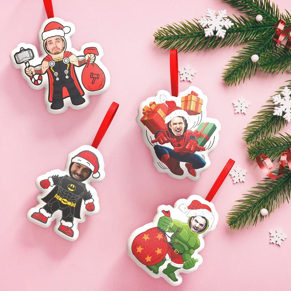 Custom Super Hero Decorations Personalized Face Christmas Hanging Decoration Superhero Decor Set - Yourphotoblanket