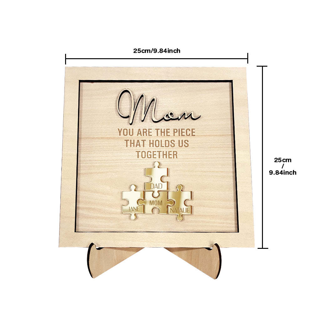 You Are the Piece That Holds Us Together Personalized Mom Puzzle Plaque Mother's Day Gift - photomoonlamp