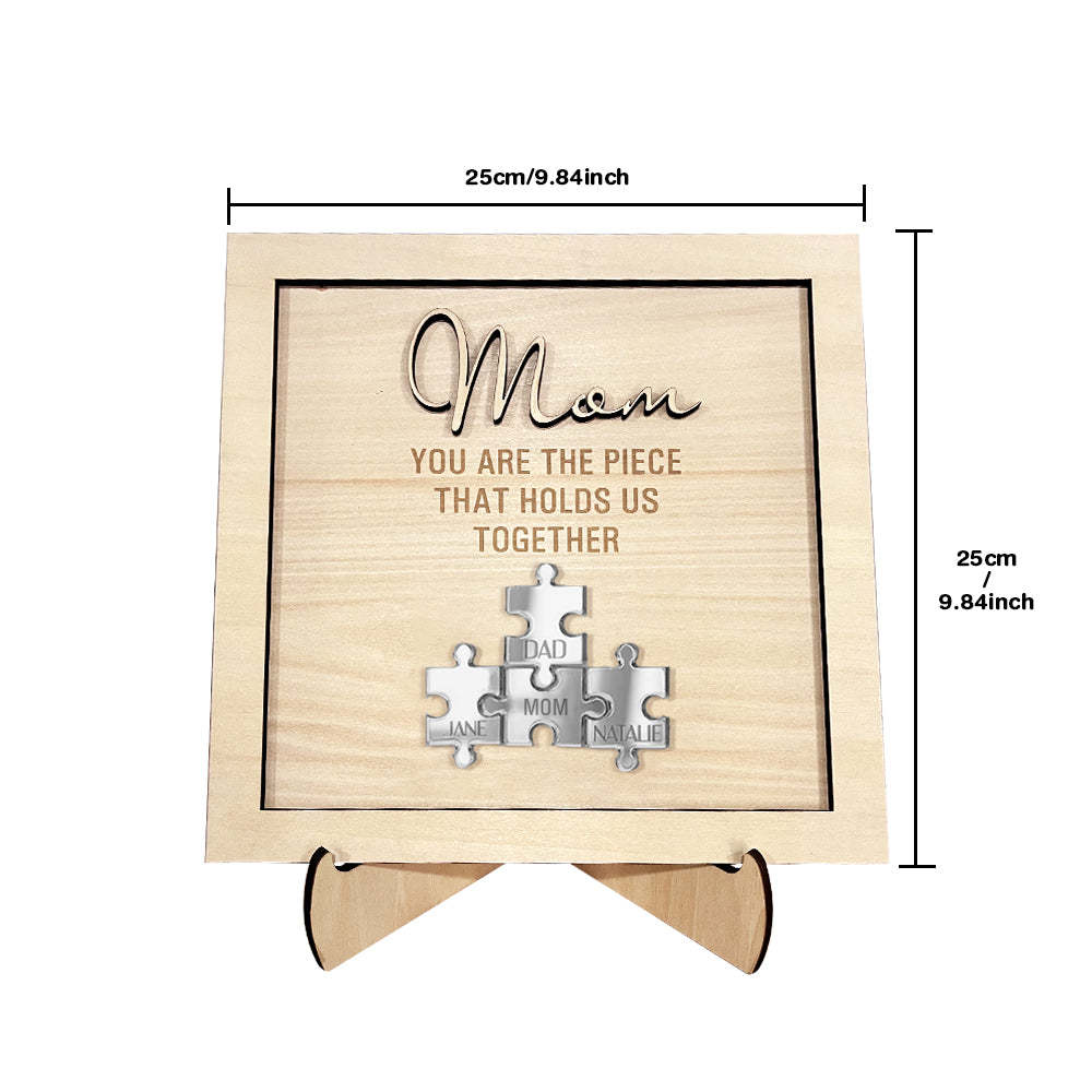 You Are the Piece That Holds Us Together Personalized Mom Puzzle Plaque Mother's Day Gift - photomoonlamp