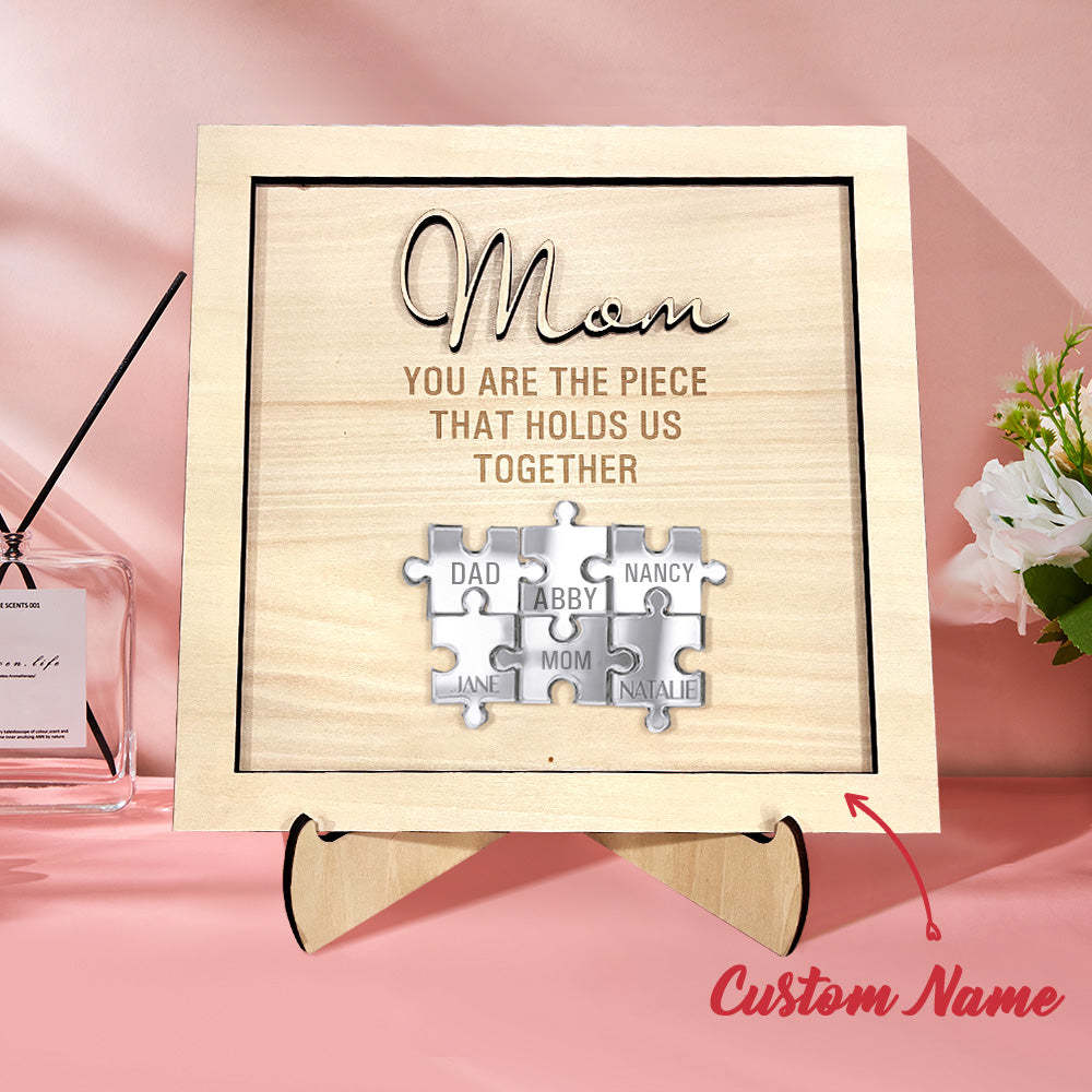 You Are the Piece That Holds Us Together Personalized Mom Puzzle Plaque Mother's Day Gift - photomoonlamp