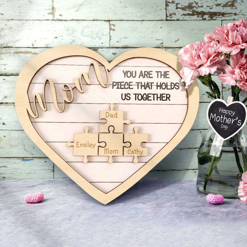 Custom Mom You Are the Piece That Holds Us Together Puzzle Piece Sign Mother's Day Gifts - mycustomtirecover
