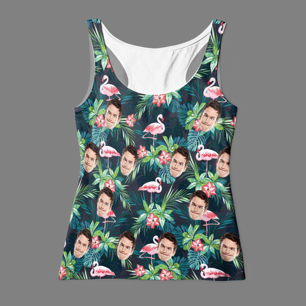 Custom Face Tank Top Hawaiian Flowers - yourphotoblanketuk