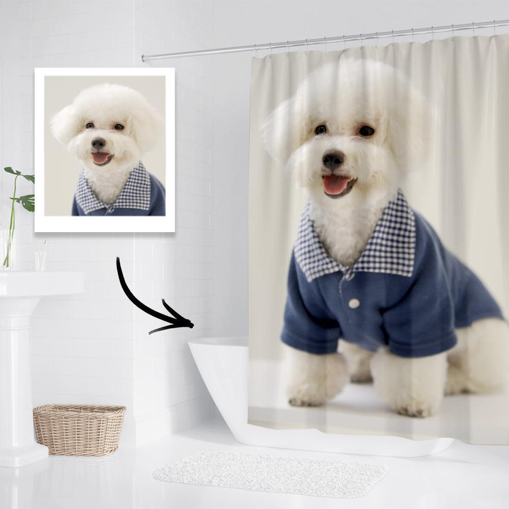 Custom Pet Photo Shower Curtain Unique Gift Waterproof Shower Curtain