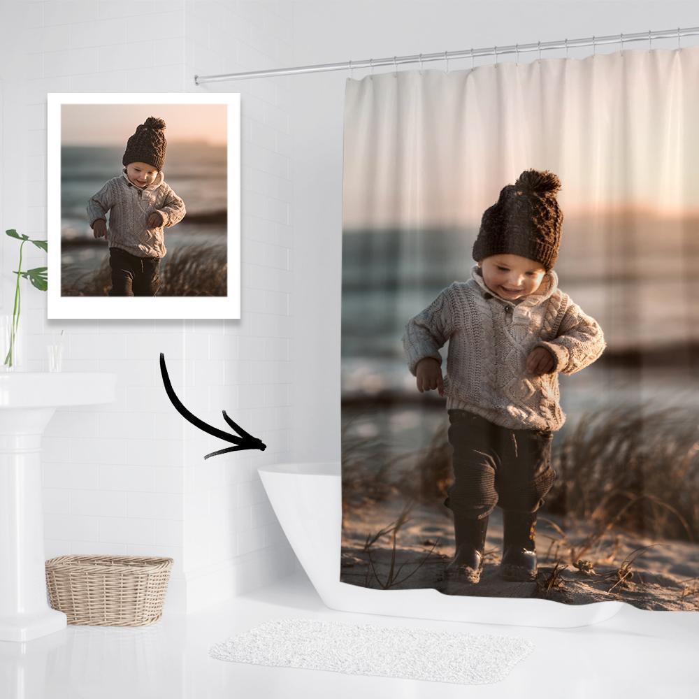 Custom Cute Baby Photo Polyester Shower Curtain Unique Bathroom Decor