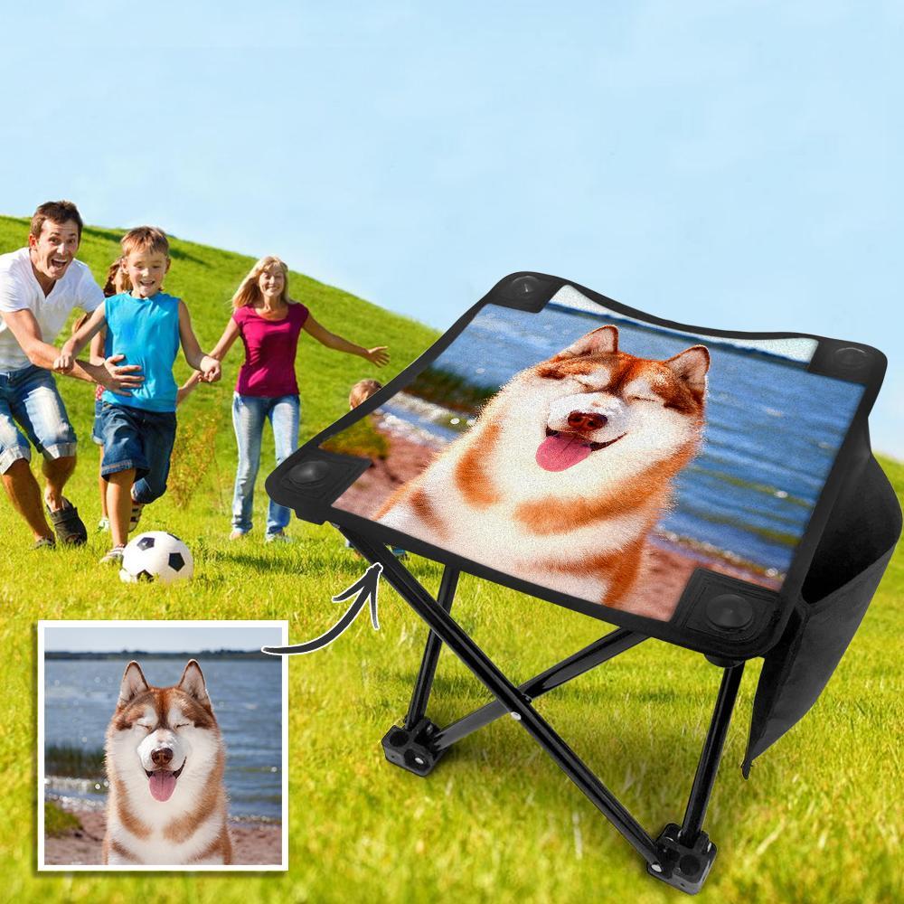 Custom Pet Photo Folding Camping Stool Portable Outdoor Mini Chair