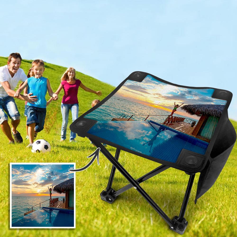 Custom Travel Photo Folding Camping Stool Portable Outdoor Mini Chair