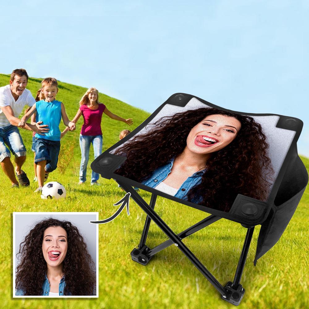 Custom Girl Photo Folding Camping Stool Portable Outdoor Mini Chair