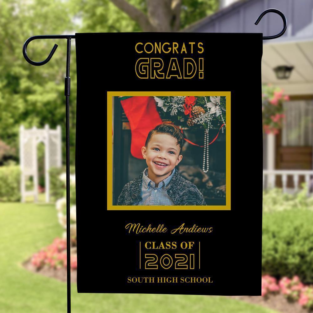 Graduation Gifts Custom Photo Outdoor Courtyard Flag Congrats Grad Photo Garden Flag