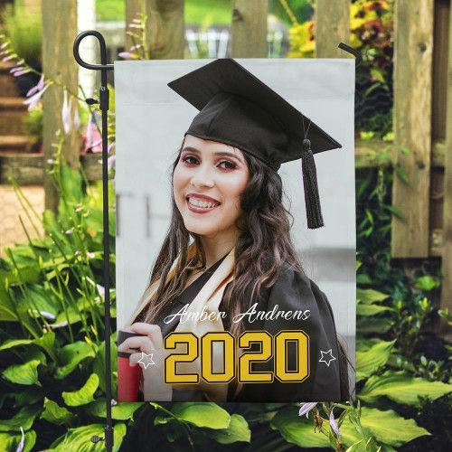 Personalized Outdoor Graduation Photo With Your Name Garden Flag (12.5in X 18in)