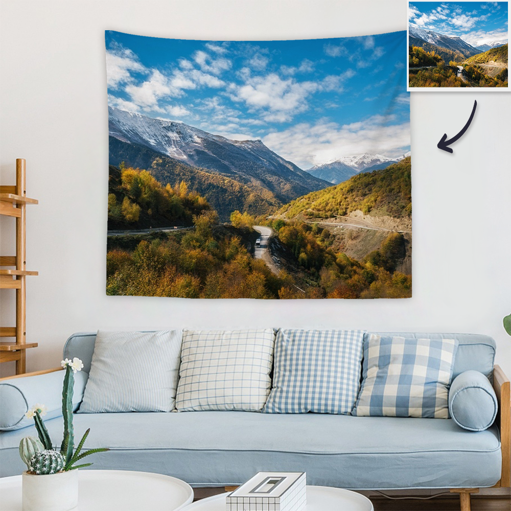 Custom Scenery Photo Tapestry Short Plush Wall Decor Hanging Painting