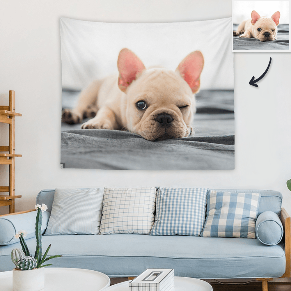 Custom Pet Photo Tapestry Short Plush Wall Decor Hanging Painting