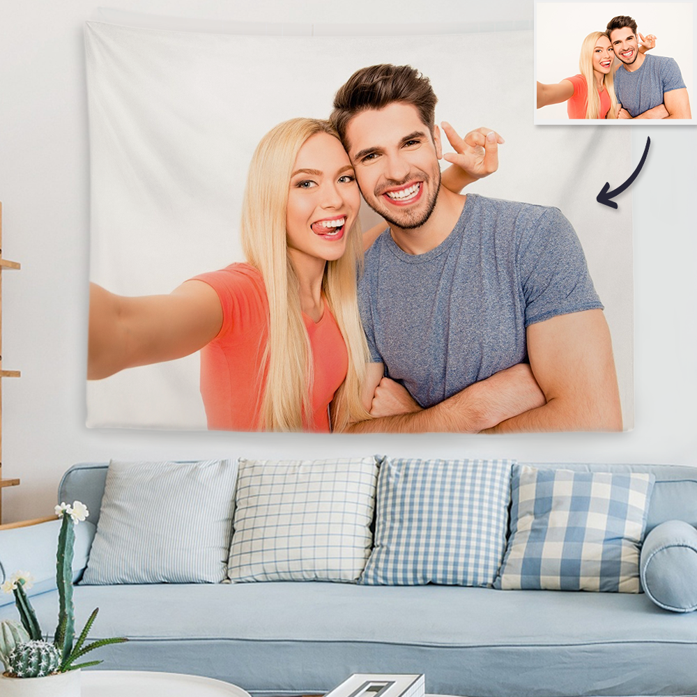 Custom Couple Photo Tapestry Short Plush Wall Decor Hanging Painting