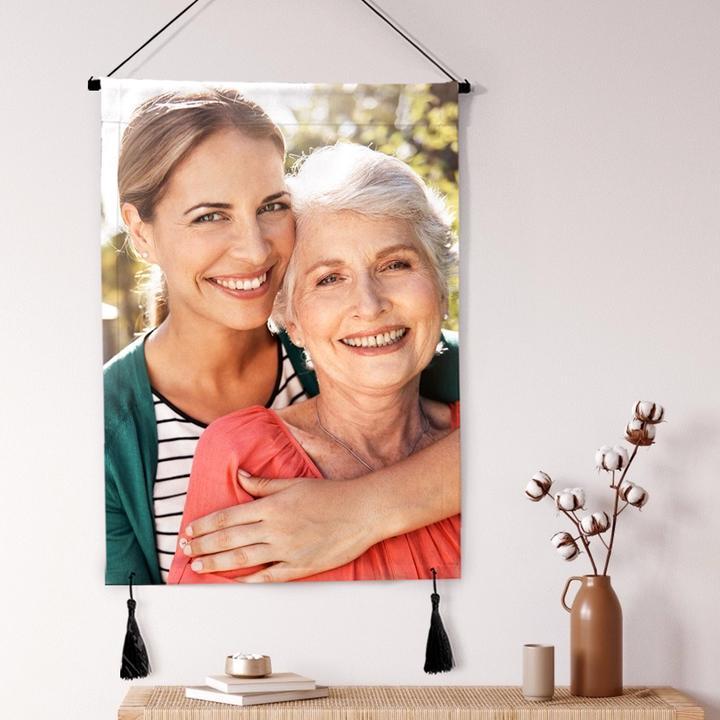 Mother's Day Gift Custom Photo Tapestry - Wall Decor Hanging Fabric Painting Hanger Frame Poster