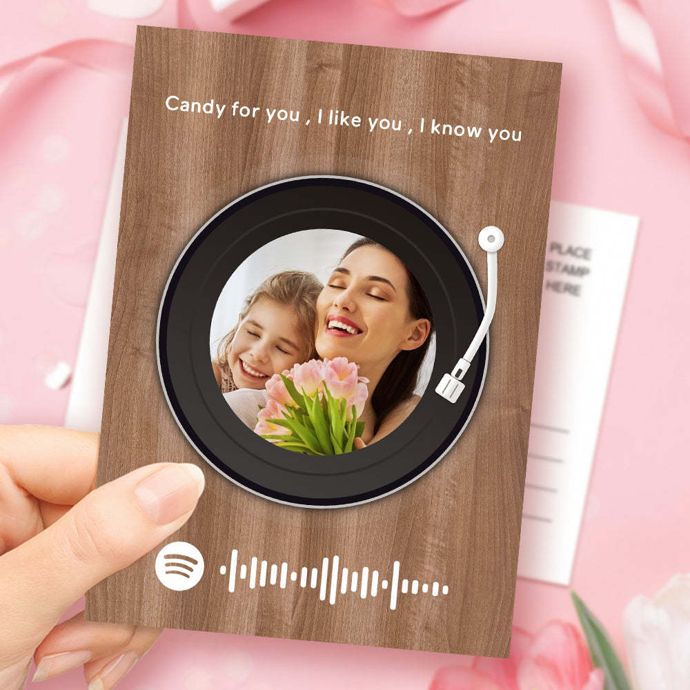 Happy Mother's Day Personalized Photo Scannable Spotify Music Code Spotify Card-Record Player Tape Card