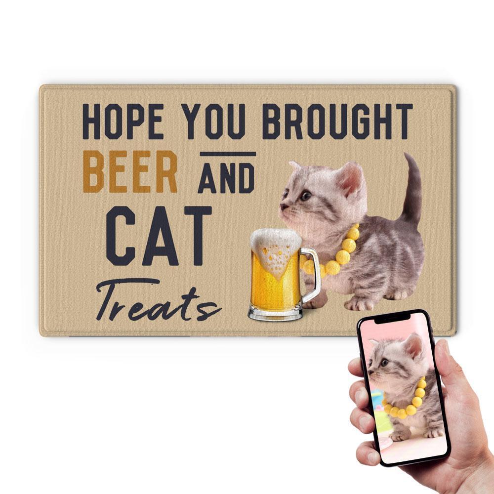 Cat Photo Doormat-Drink A Beer With Your Cat's Photo