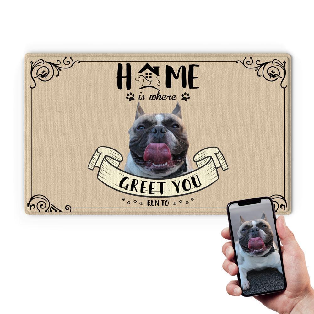 Custom Cute Photo Doormat-Home Is Where With Your Pet's Photo