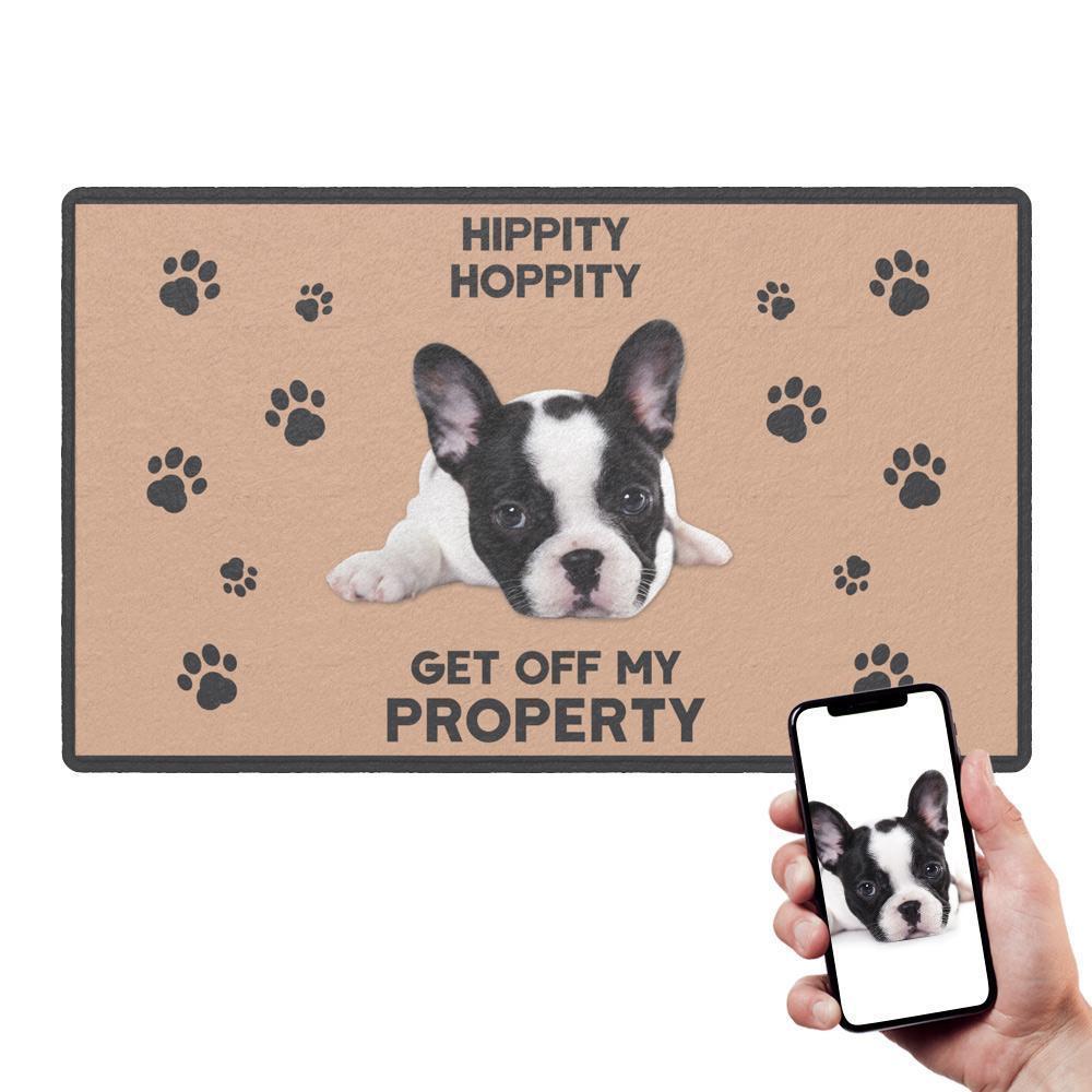 Custom Cute Dog Doormat-HIPPITY HOPPITY With Your Pet's Photo