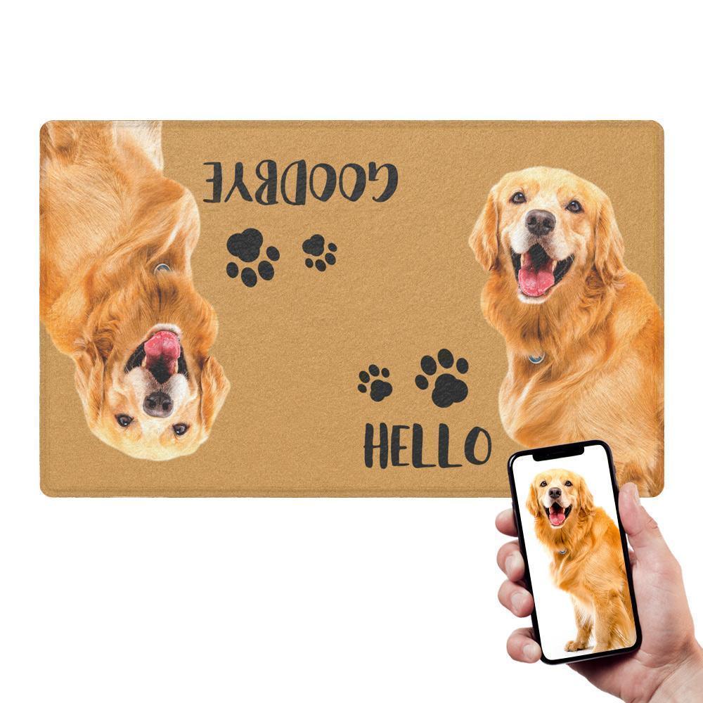 Custom Hello Goodbye Photo Doormat