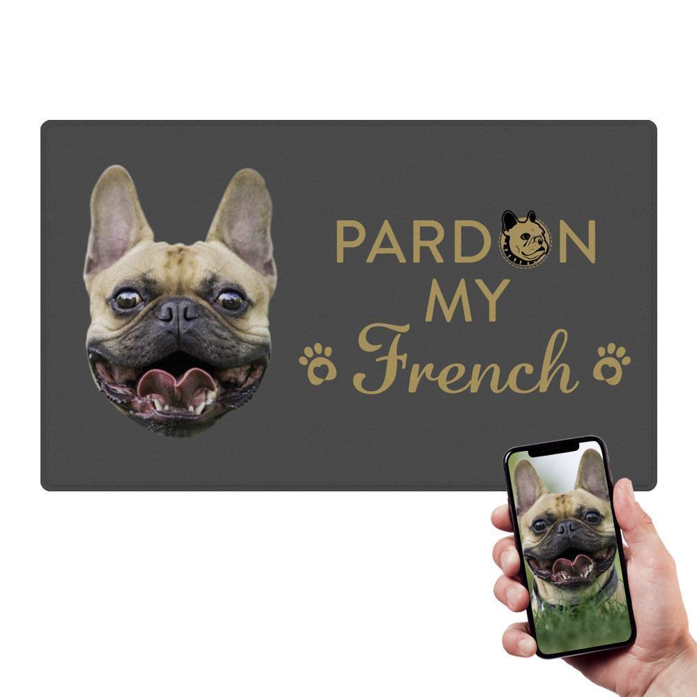 Pardon My Frenchie Doormat With Dog Face