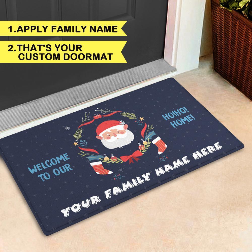 Custom Christmas Family Doormat Personalized Door Mat with Family Name