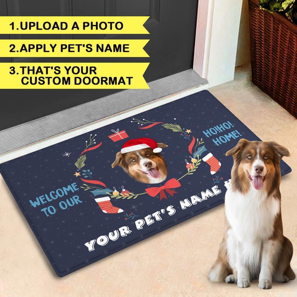 Christmas Personalized with Your Pet's Photo And Name Doormat