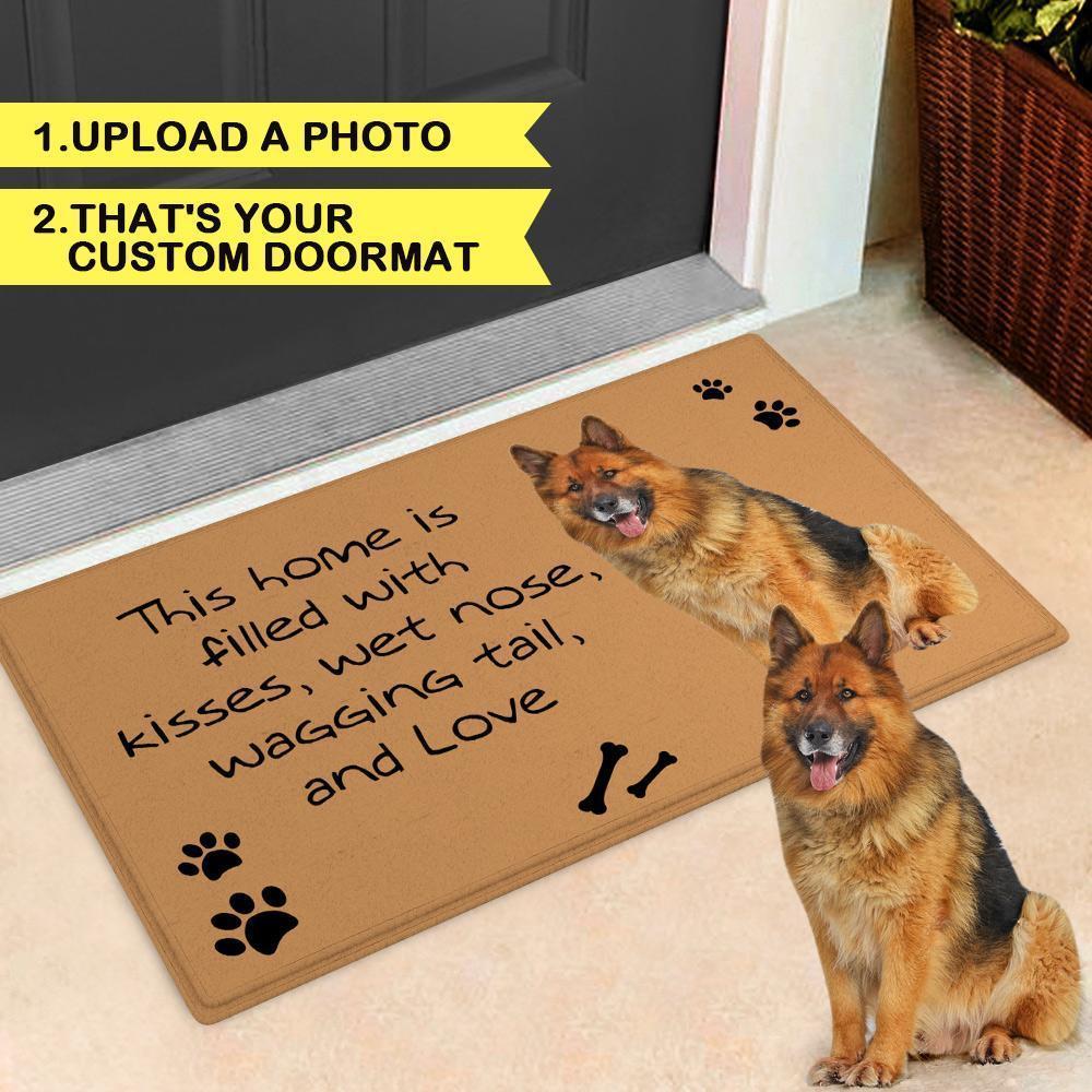 Custom Dog Photo Door Mat Pet Doormat-This home is filled with kisses