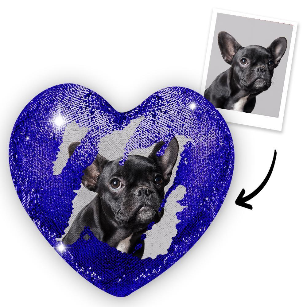 Gifts for Her Custom Photo Magic Heart Sequin Cushion Pillow