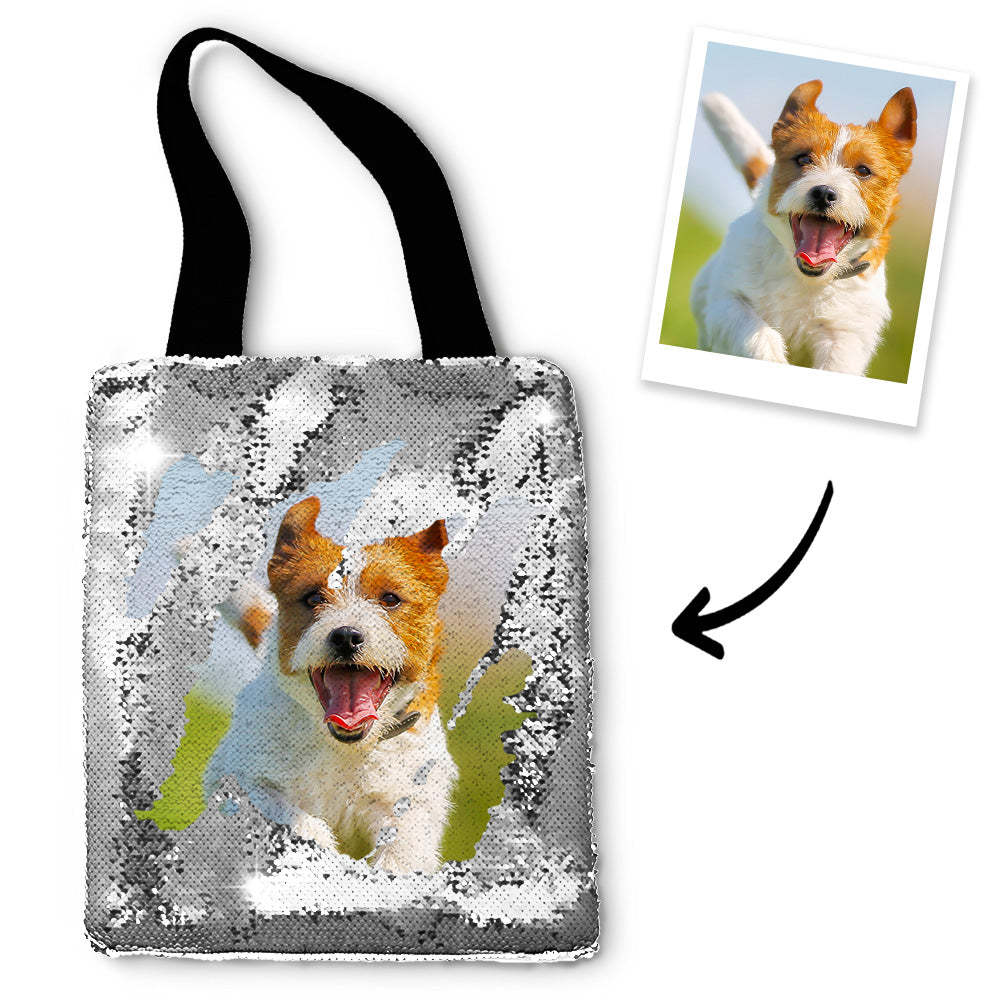Personalized Sequin Tote Bag with Photo of Your Pet