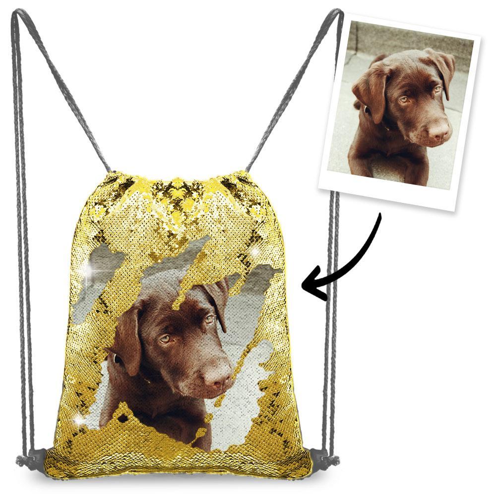 Custom Pet Photo Sequin Backpack